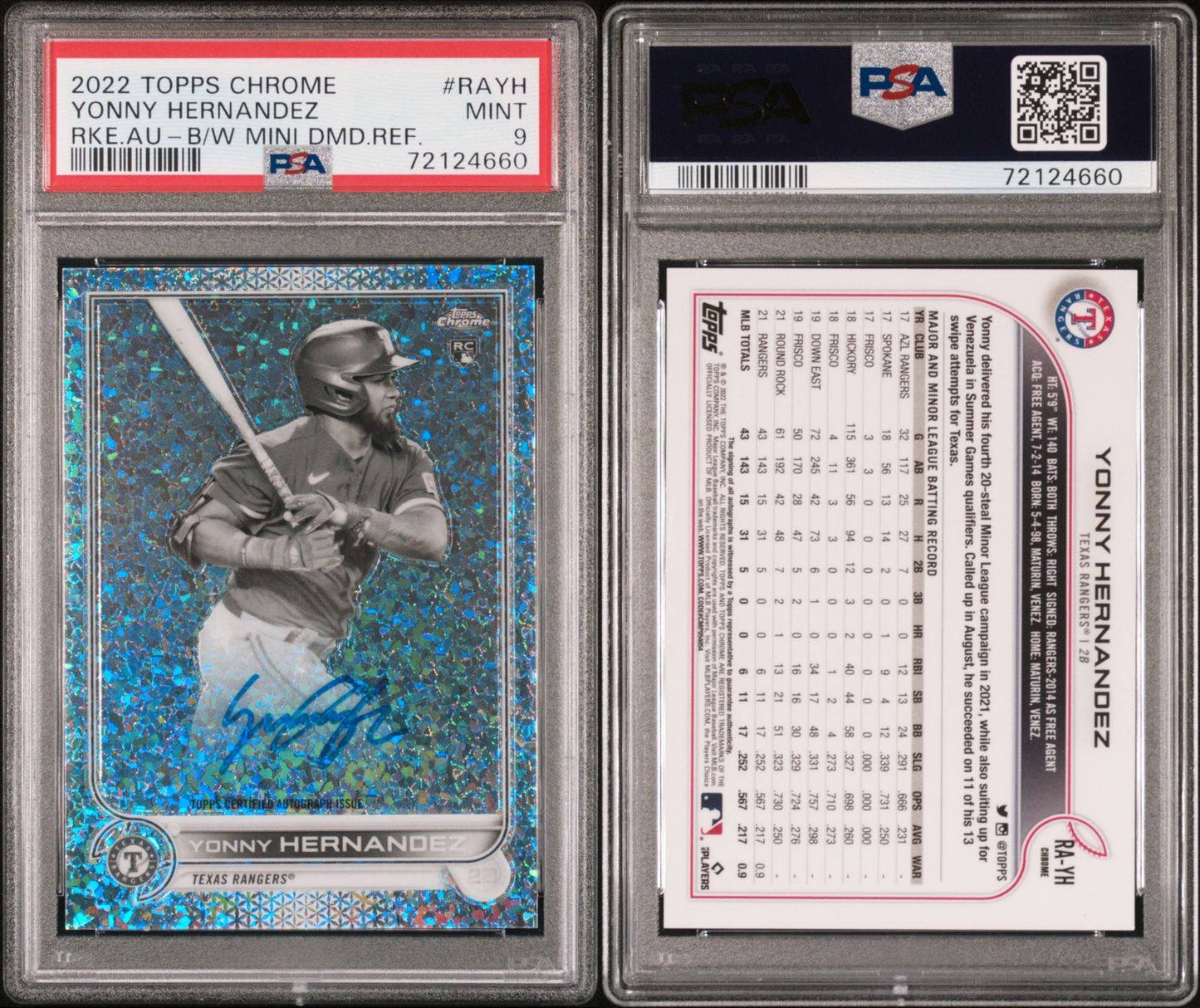 2022 Topps Chrome Yonny Hernandez Auto #RAYH - PSA 9