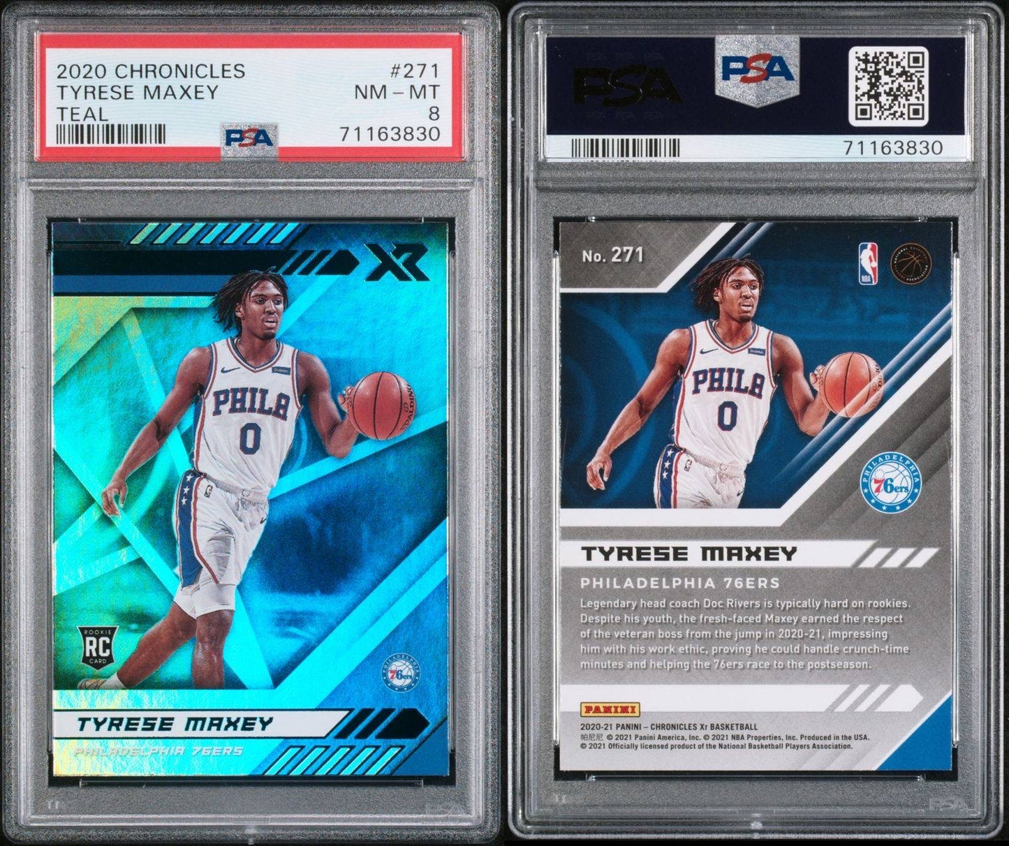 2020 Chronicles Tyrese Maxey Teal # 271 - PSA 8