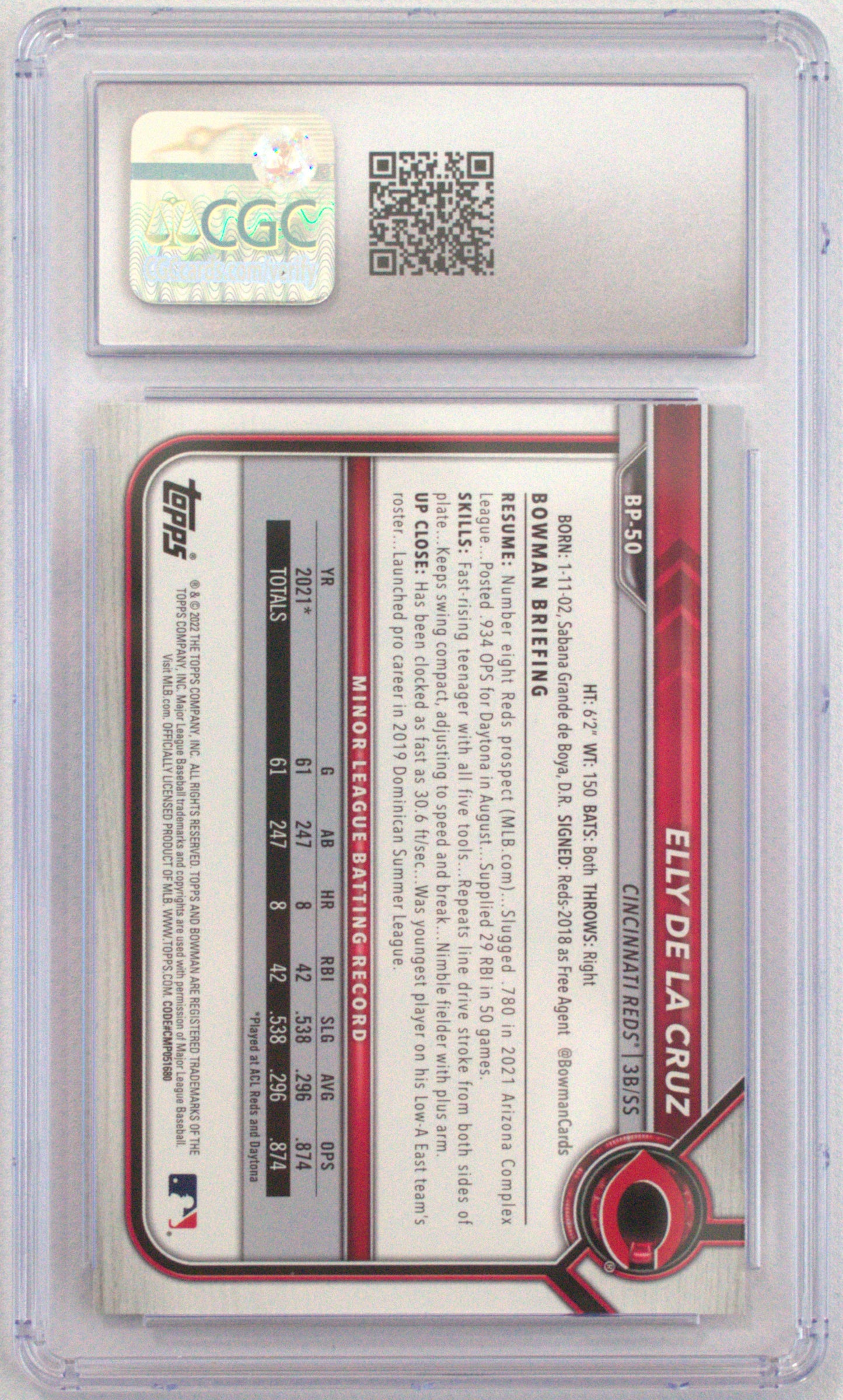 2022 Bowman Prospects Elly De La Cruz #BP-50 - CGC 9