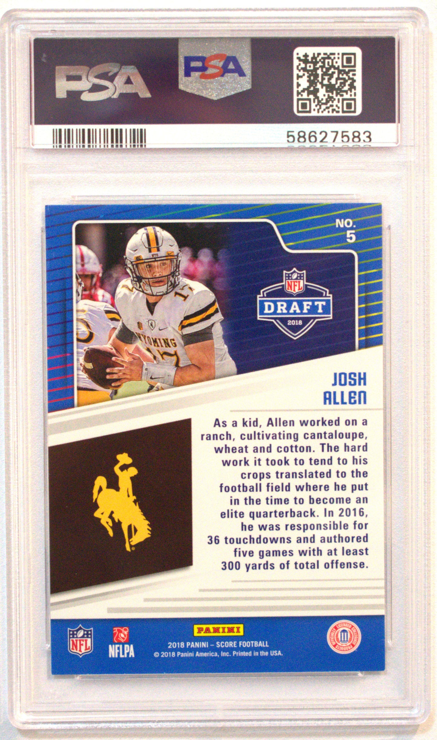 2018 Panini Score Josh Allen NFL Draft #5 - PSA 7