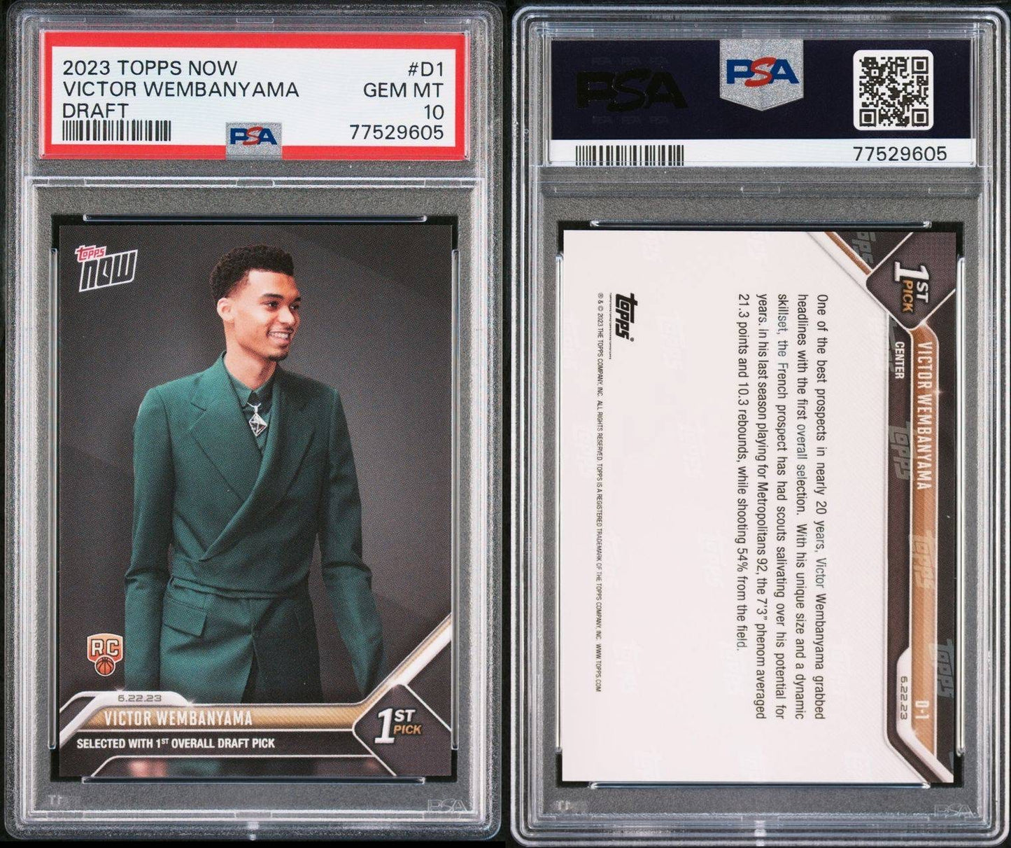 2023 Topps Now Victor Wembanyama Draft #D1 - PSA 10