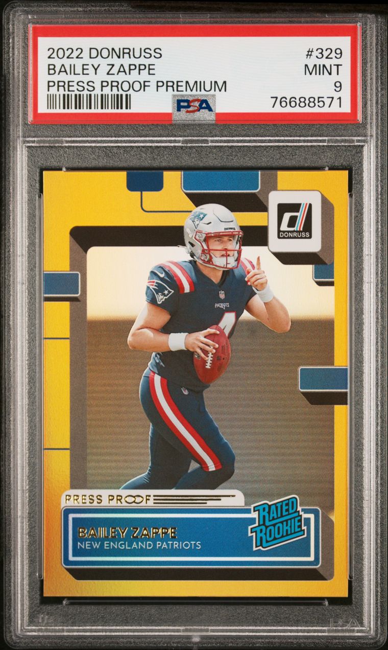 2020 Donruss Bailey Zappe Press Proof Premium #329 - PSA 9