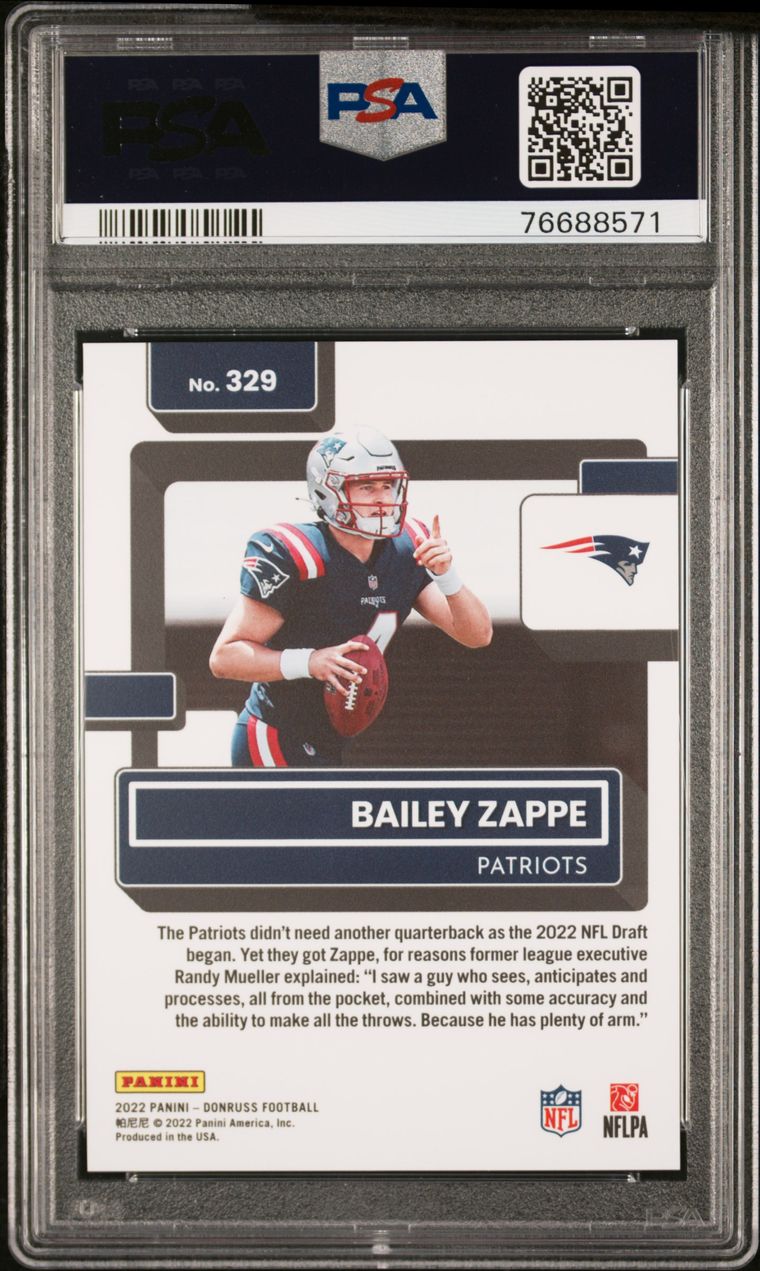 2020 Donruss Bailey Zappe Press Proof Premium #329 - PSA 9