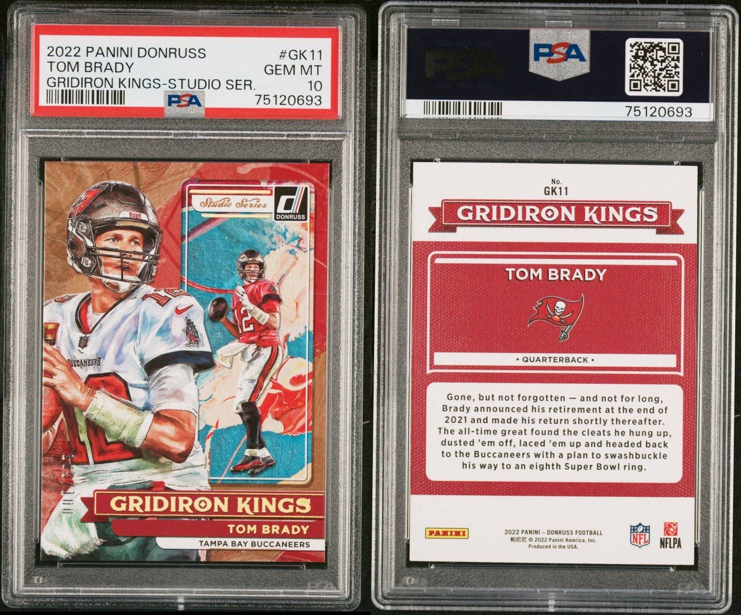 2022 Panini Donruss Tom Brady Gridiron Kings-Studio Series #GK11 100/100 - PSA 10