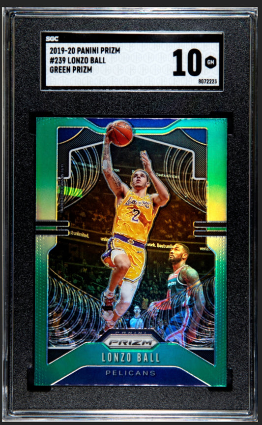 2019-20 Panini Prizm #239 Lonzo Ball Green Prizm - SGC 10